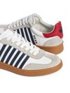 Iconic Boxer sneakers in calfskin leather with black side stripes and red heel