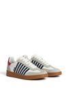 Iconic Boxer sneakers in calfskin leather with black side stripes and red heel