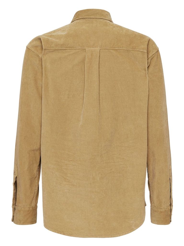 Shop Dsquared2 Cotton Corduroy Shirt With Front Patch Pockets In Beige