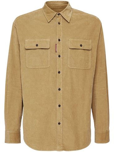 Cotton corduroy shirt with front patch pockets