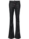 Flared stretch cotton jeans with mid-rise and distressed effect