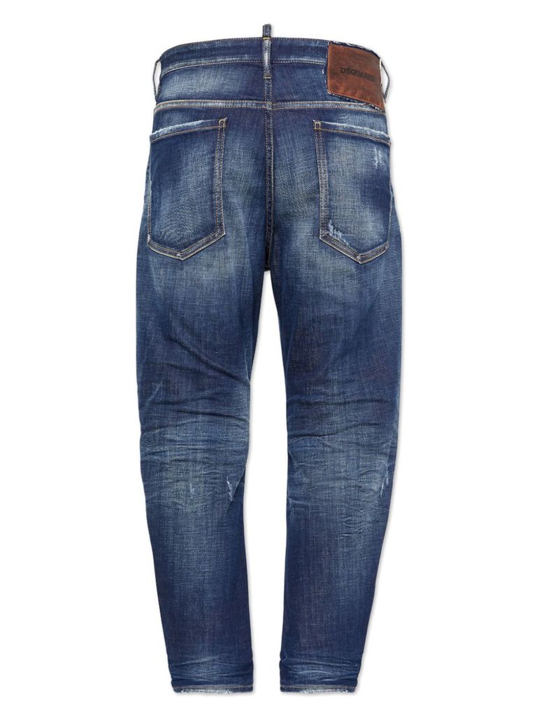 Shop Dsquared2 Iconic Faded Stretch Cotton Jeans In Blu