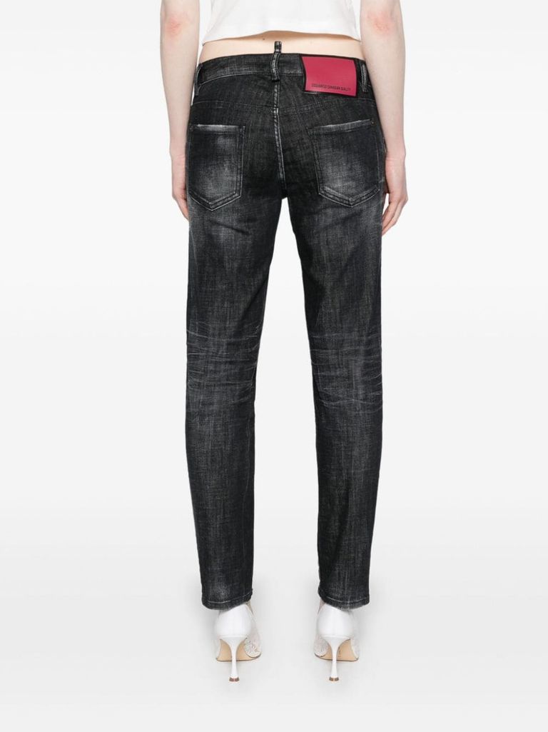 Shop Dsquared2 Jennifer Skinny Jeans In Low-rise Stretch Cotton In Nero