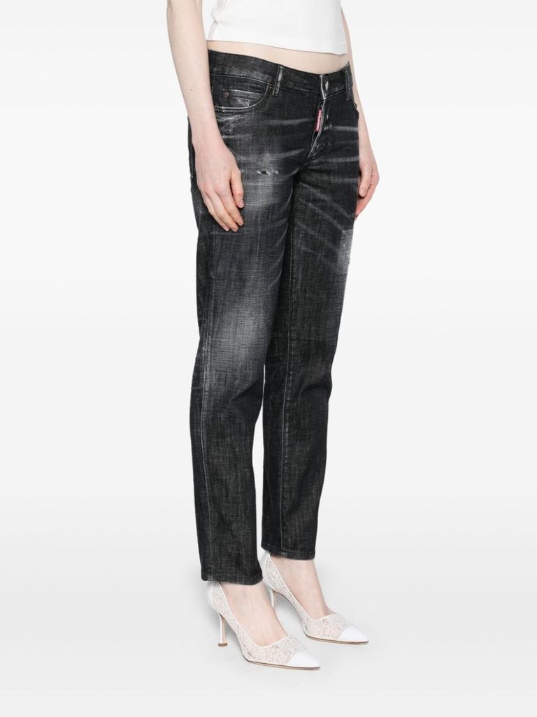 Shop Dsquared2 Jennifer Skinny Jeans In Low-rise Stretch Cotton In Nero