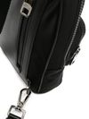 Nylon shoulder backpack with front rubber logo
