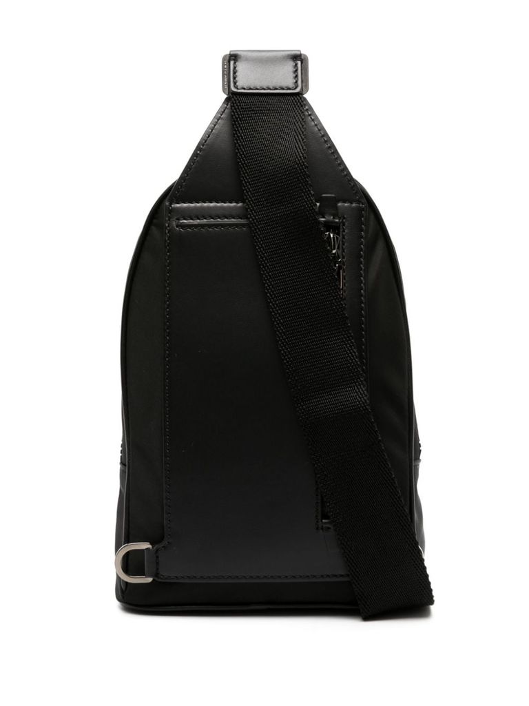 Shop Dolce & Gabbana Nylon Shoulder Backpack With Front Rubber Logo In Nero