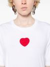 T-shirt in cotone con logo a cuore rosso frontale