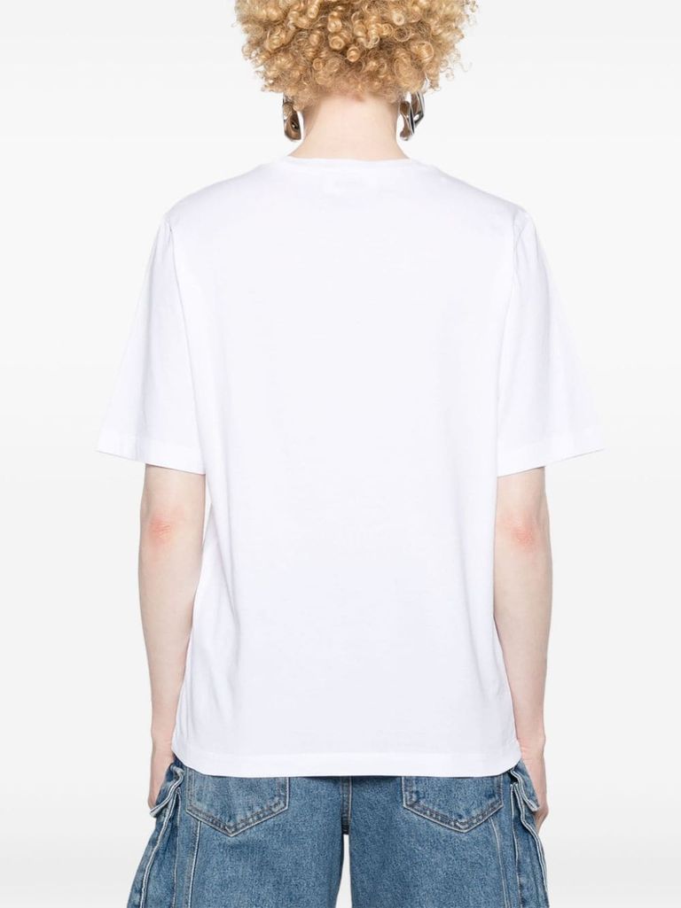 Shop Dsquared2 Cotton T-shirt With Red Heart Logo On The Front In Bianco