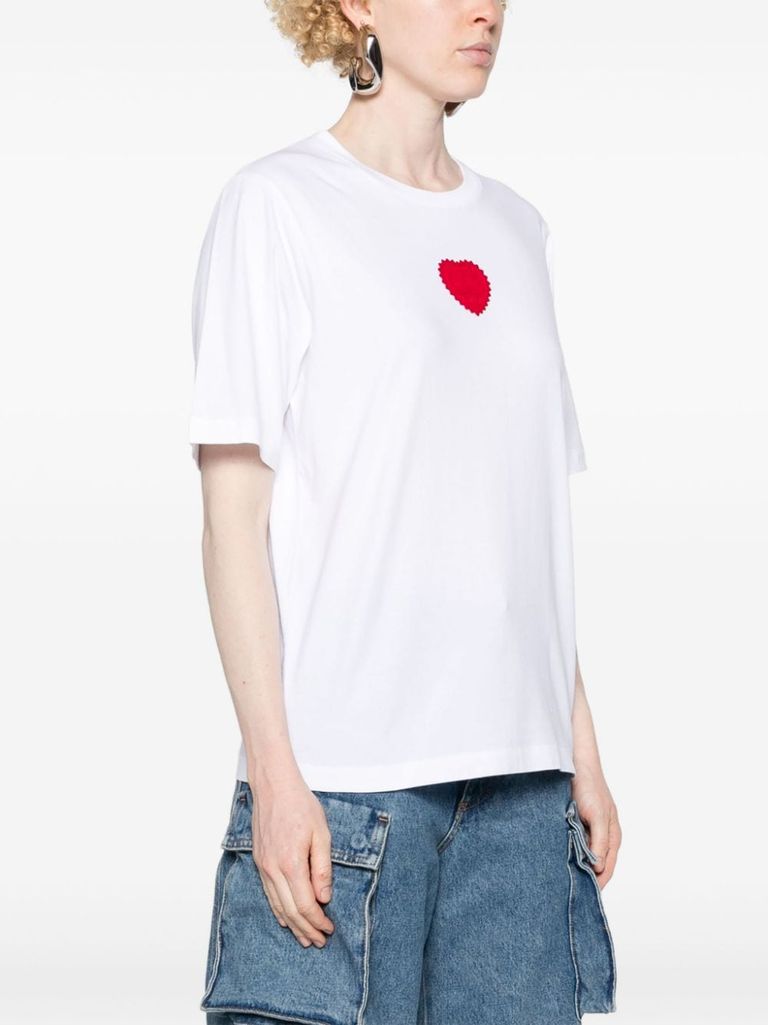 Shop Dsquared2 Cotton T-shirt With Red Heart Logo On The Front In Bianco