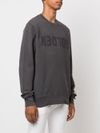 Crew neck cotton sweatshirt with front logo print