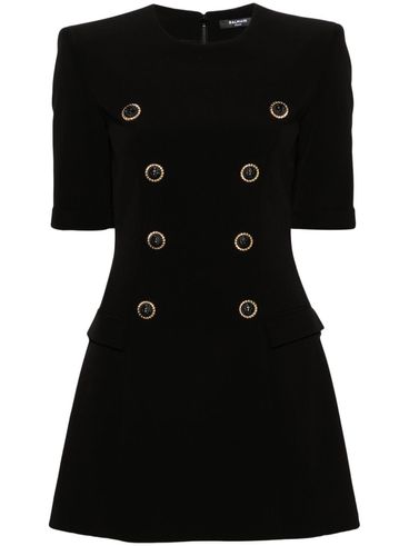 Tailored short dress in viscose with a fitted waist