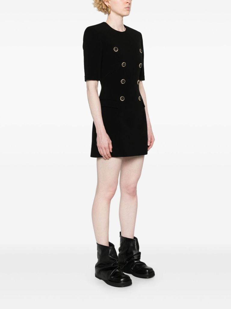 Shop Balmain Tailored Short Dress In Viscose With A Fitted Waist In Nero