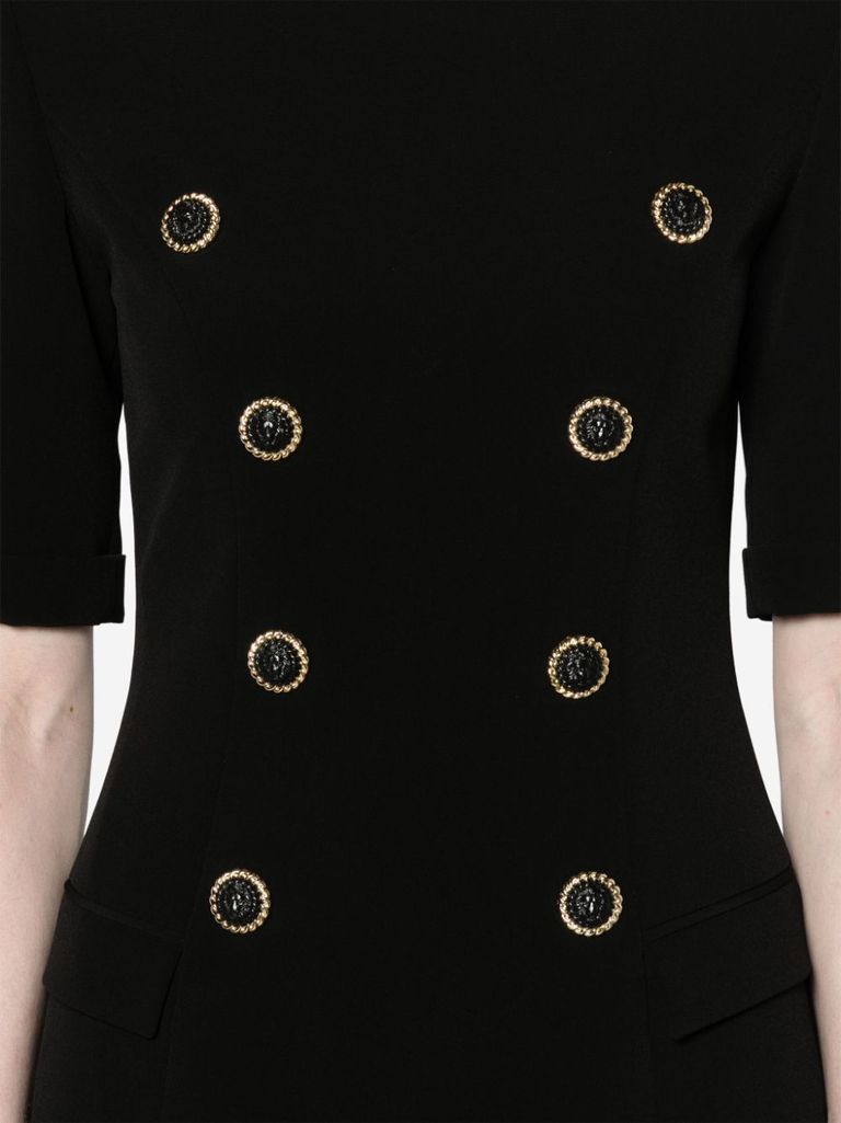 Shop Balmain Tailored Short Dress In Viscose With A Fitted Waist In Nero