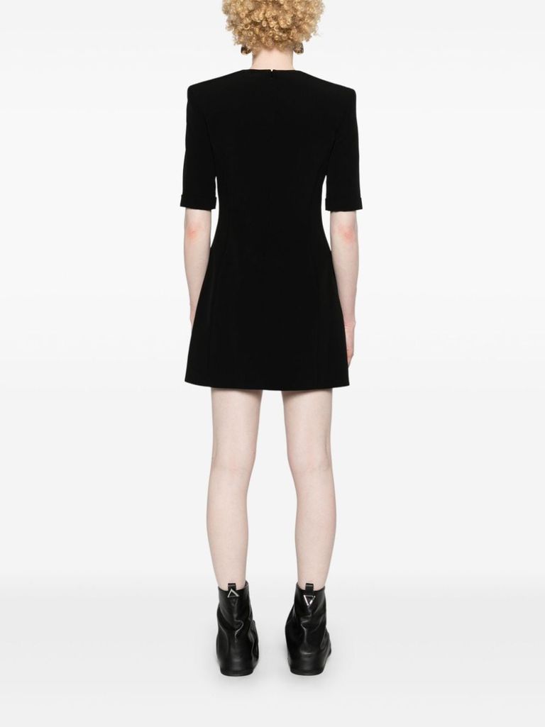 Shop Balmain Tailored Short Dress In Viscose With A Fitted Waist In Nero