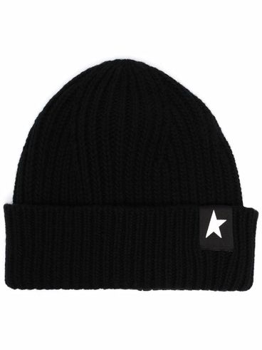 Wool beanie with logo applied to the front