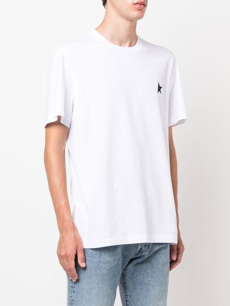 Shop Golden Goose Cotton T-shirt With A Front Printed One Star Logo In Bianco