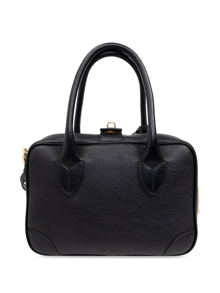 Shop Golden Goose Rectangular Goat Leather Tote Bag In Nero