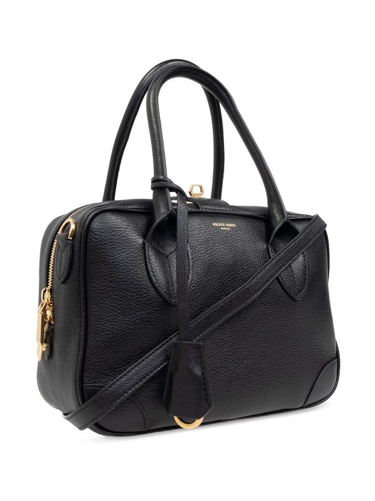 Shop Golden Goose Rectangular Goat Leather Tote Bag In Nero