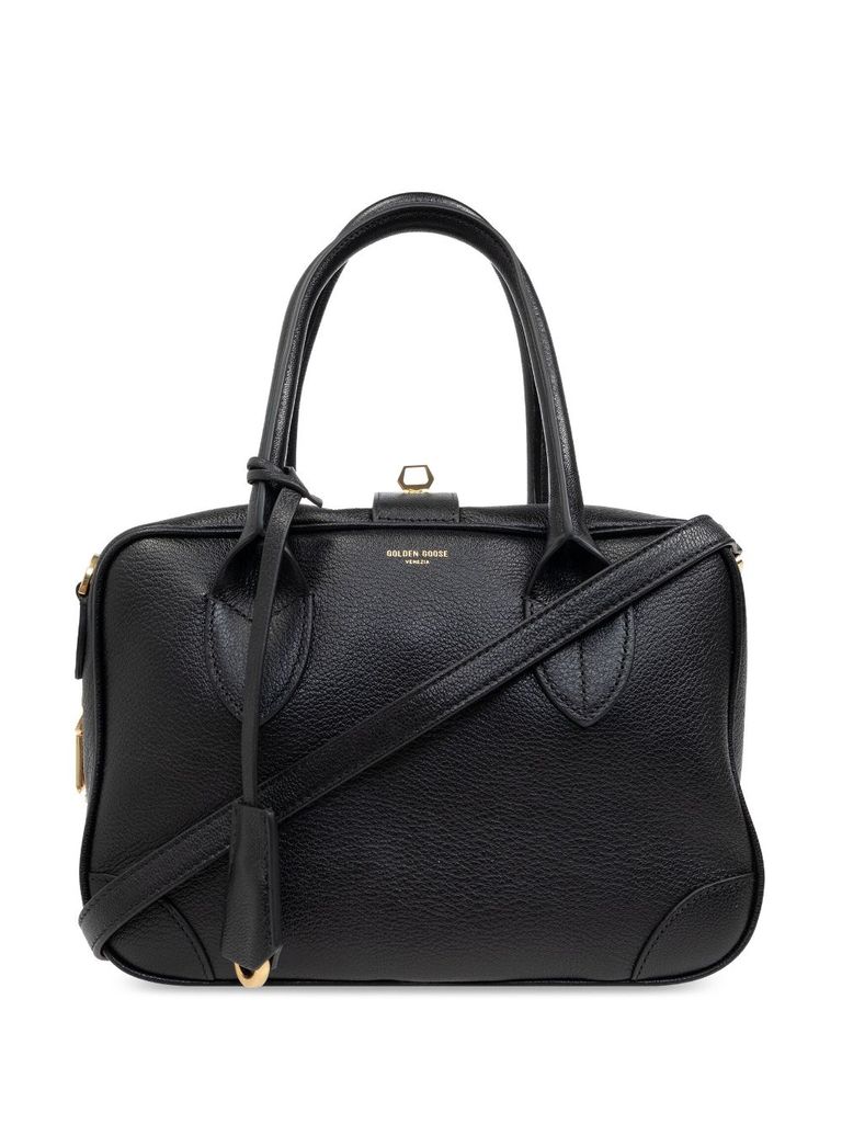 Shop Golden Goose Rectangular Goat Leather Tote Bag In Nero