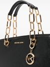 Calf leather tote bag with logo charm