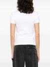 T-shirt in cotone stretch bianco con logo frontale nero taglio slim