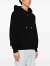 Black cotton hoodie sweatshirt with white front embroidered logo