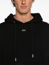 Black cotton hoodie sweatshirt with white front embroidered logo