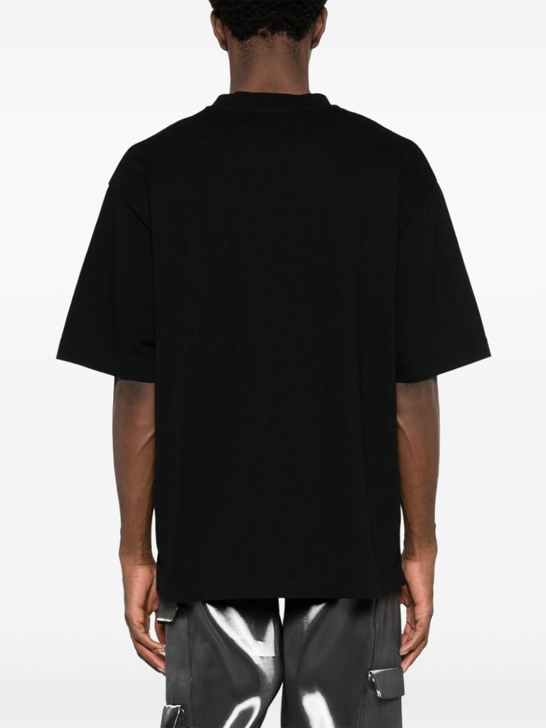 Shop Off-white Black Cotton T-shirt With White Front Printed Logo. In Nero