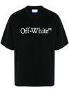 Black cotton T-shirt with white front printed logo.