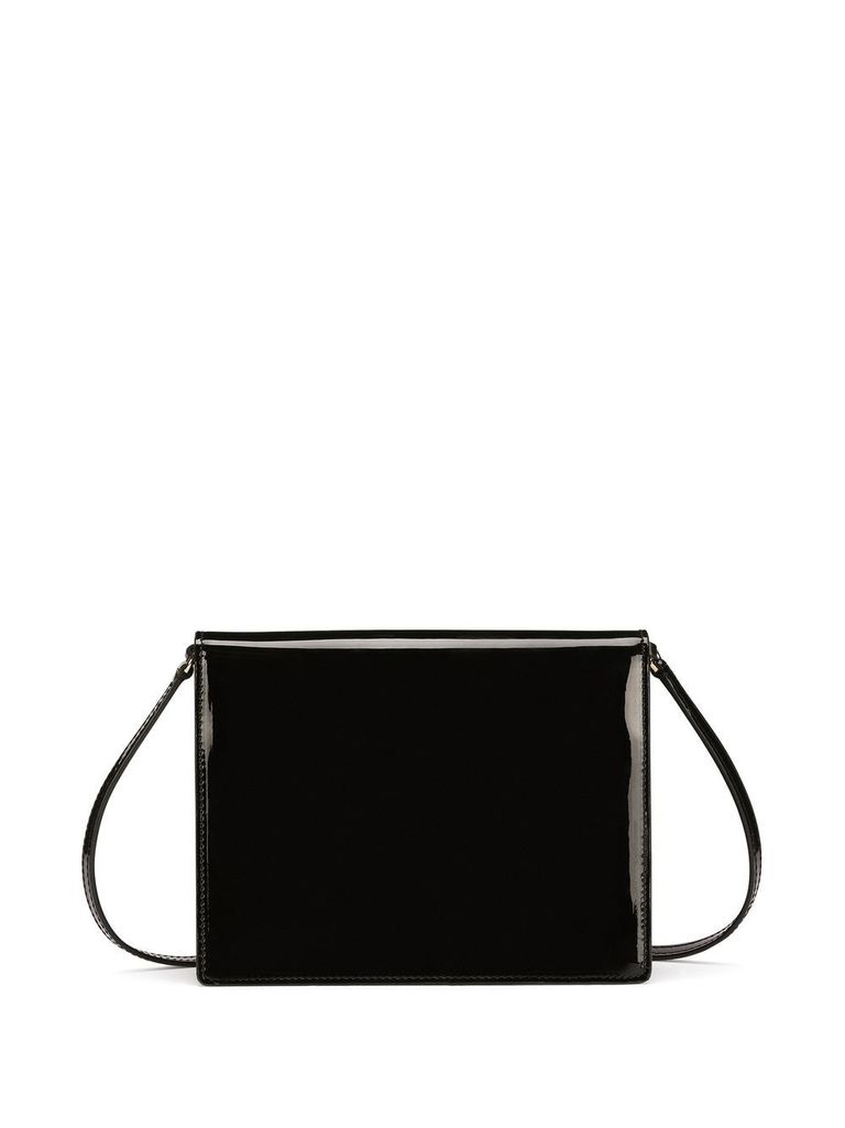 Shop Dolce & Gabbana Shoulder Bag In Glossy Calfskin Leather With 'dg' Logo In Nero