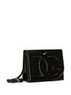 Shoulder bag in glossy calfskin leather with 'DG' logo