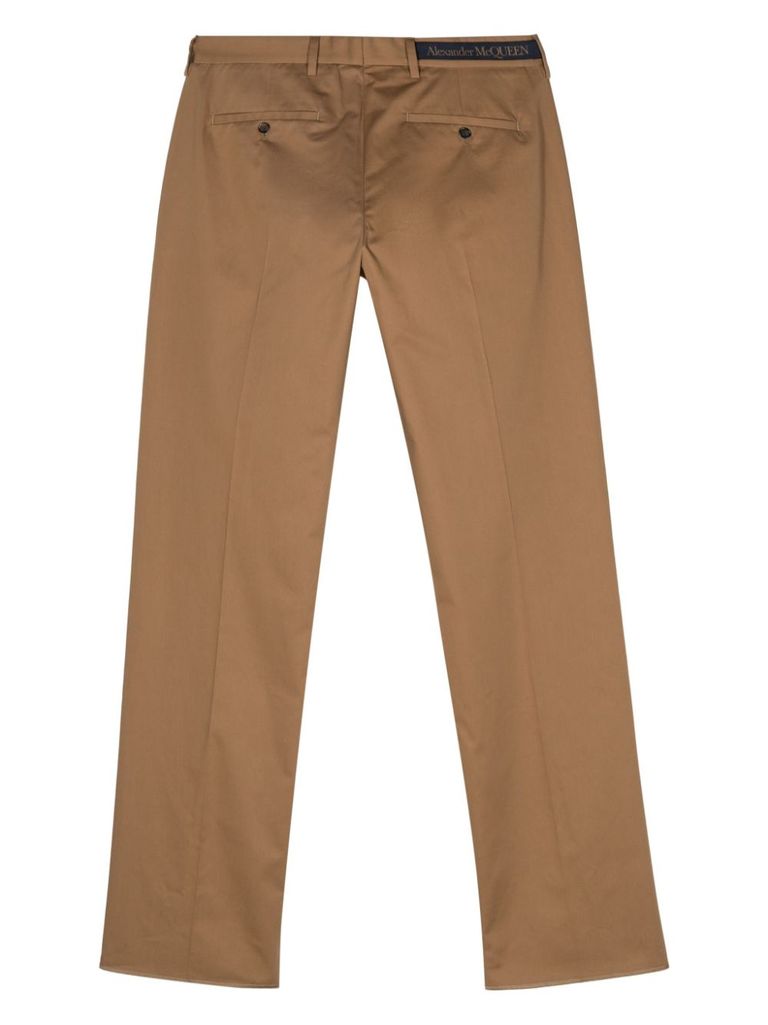 Shop Alexander Mcqueen Straight-leg Cotton Pants In Beige