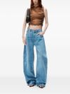 Wide-leg low-rise cotton-blend jeans