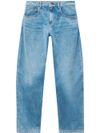 Wide-leg low-rise cotton-blend jeans