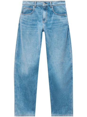 Wide-leg low-rise cotton-blend jeans