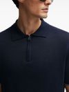 Linen and viscose blend polo with front zipper