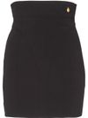 High-waisted and form-fitting viscose miniskirt