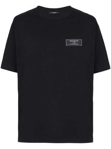 T-shirt in cotone con etichetta con logo frontale