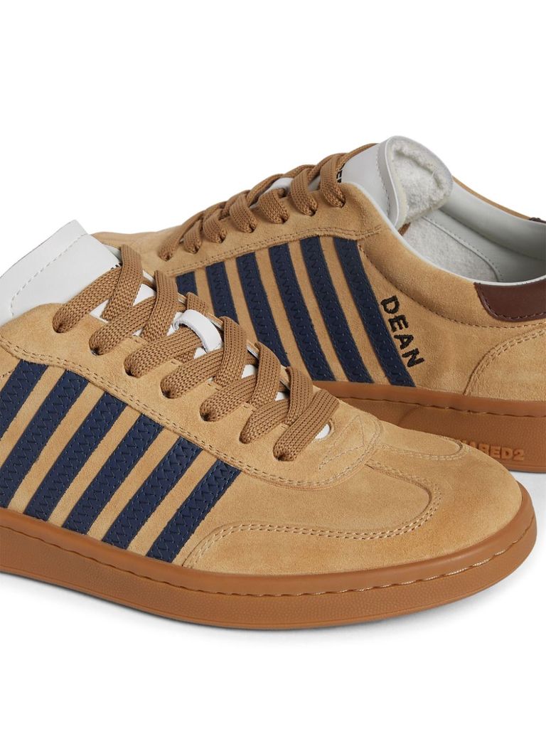 Shop Dsquared2 Suede Calf Leather Boxer Sneakers In Beige