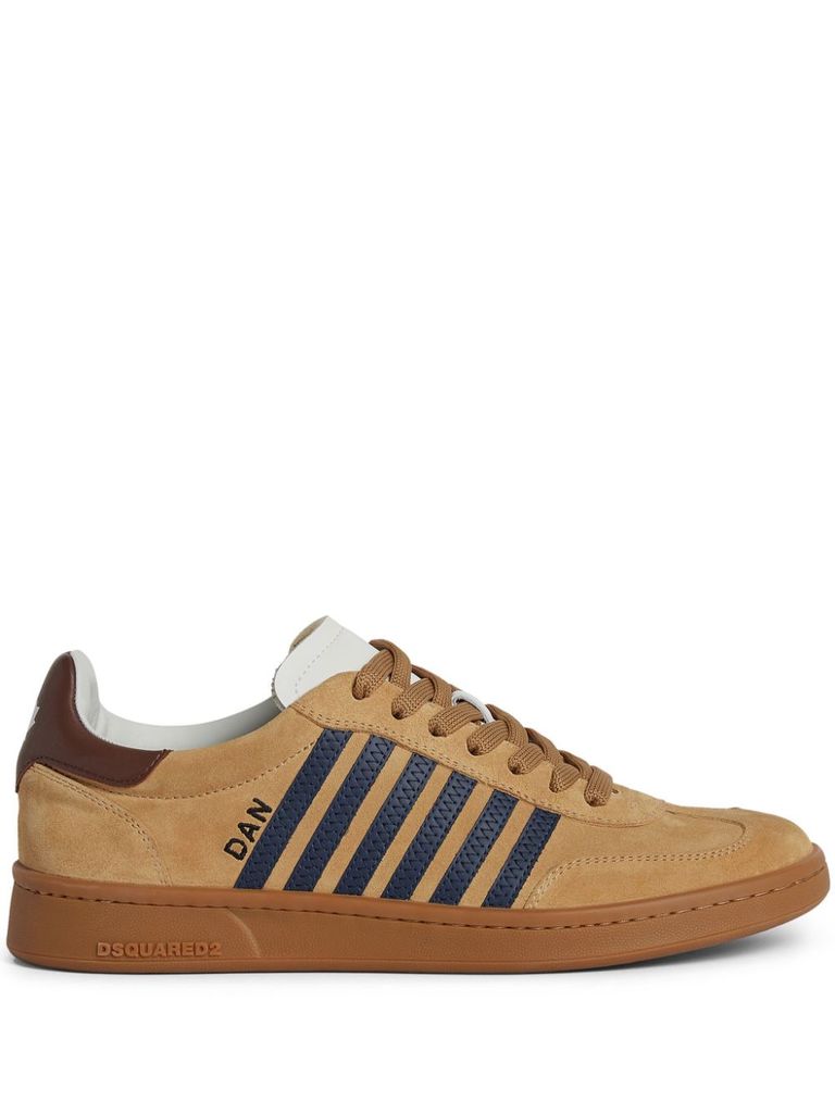 Shop Dsquared2 Suede Calf Leather Boxer Sneakers In Beige