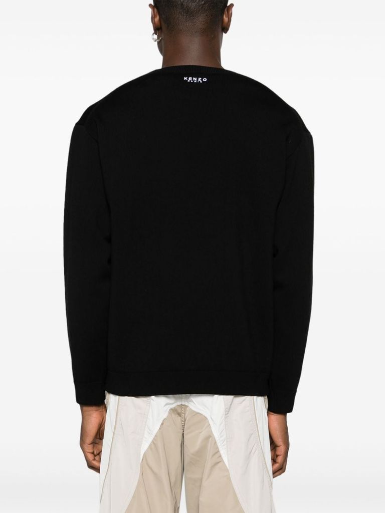 Shop Kenzo Lucky Tiger Sweater In Wool With Tiger Motif In Nero