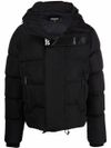 Short padded down jacket with logo print