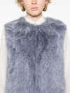 Sleeveless cruelty-free fur coat