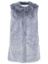 Sleeveless cruelty-free fur coat