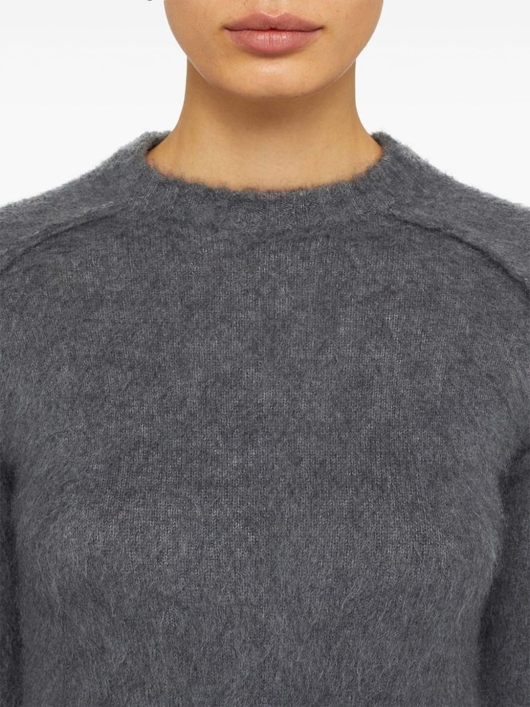 Shop Jil Sander Virgin Wool And Silk Sweater With Brushed Finish In Grigio