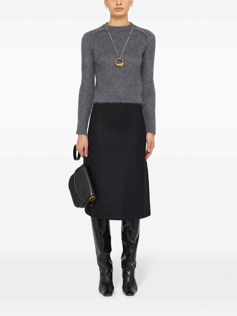 Shop Jil Sander Virgin Wool And Silk Sweater With Brushed Finish In Grigio