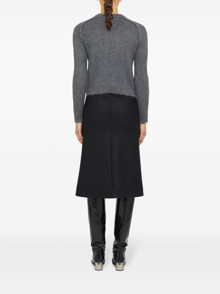 Shop Jil Sander Virgin Wool And Silk Sweater With Brushed Finish In Grigio