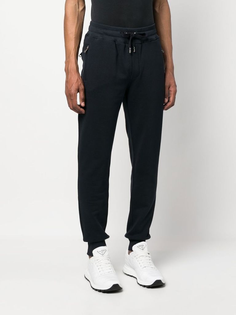 Shop Dolce & Gabbana Cotton Sport Trousers With Rear Metal Logo Label In Blu