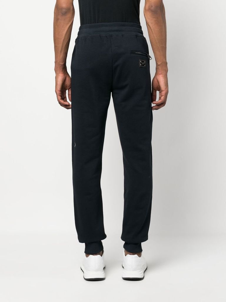 Shop Dolce & Gabbana Cotton Sport Trousers With Rear Metal Logo Label In Blu