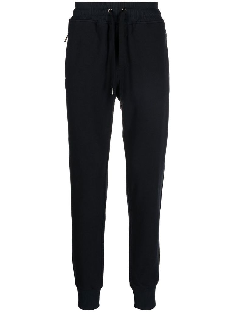 Shop Dolce & Gabbana Cotton Sport Trousers With Rear Metal Logo Label In Blu